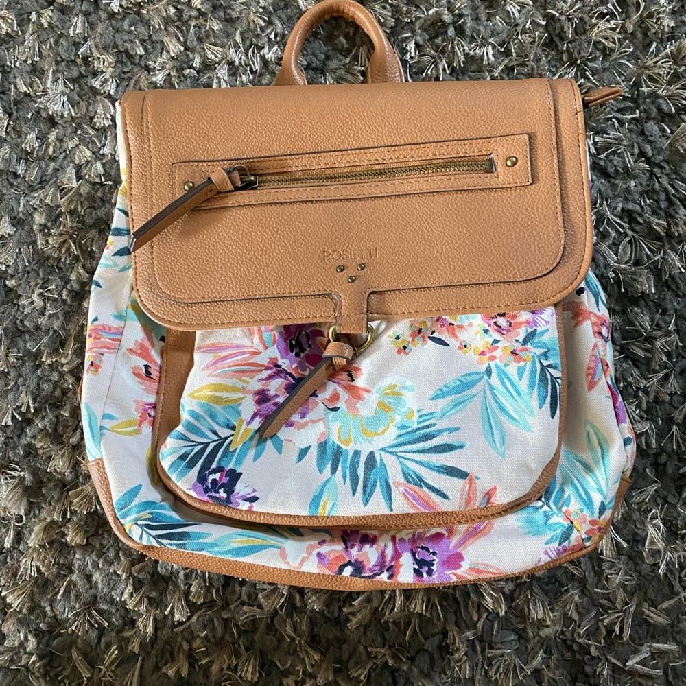 Rosetti Floral Tan Backpack Purse